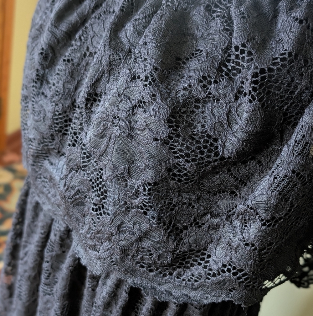 Chic Soul Women's Size 3X Off Shoulder Black Lace Fully Lined Boho Maxi Dress - Picture 3 of 13